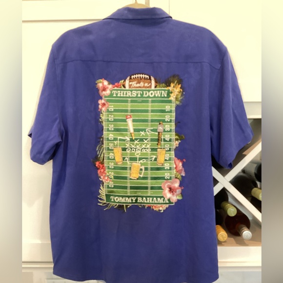 TBLV Tommy Bahama Mens Original Sample Thirst Down Camp Shirt - Mazarine Blue - FINAL SALE